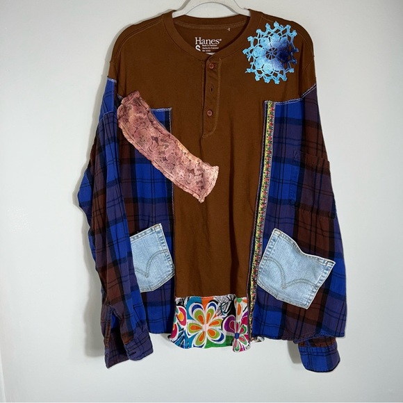 Handmade Upcycled Art To Wear Top Tunic-Patchwork-Boho-One Size - Picture 1 of 8